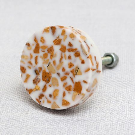 Mustard Terrazzo Marble Round Cabinet Knobs